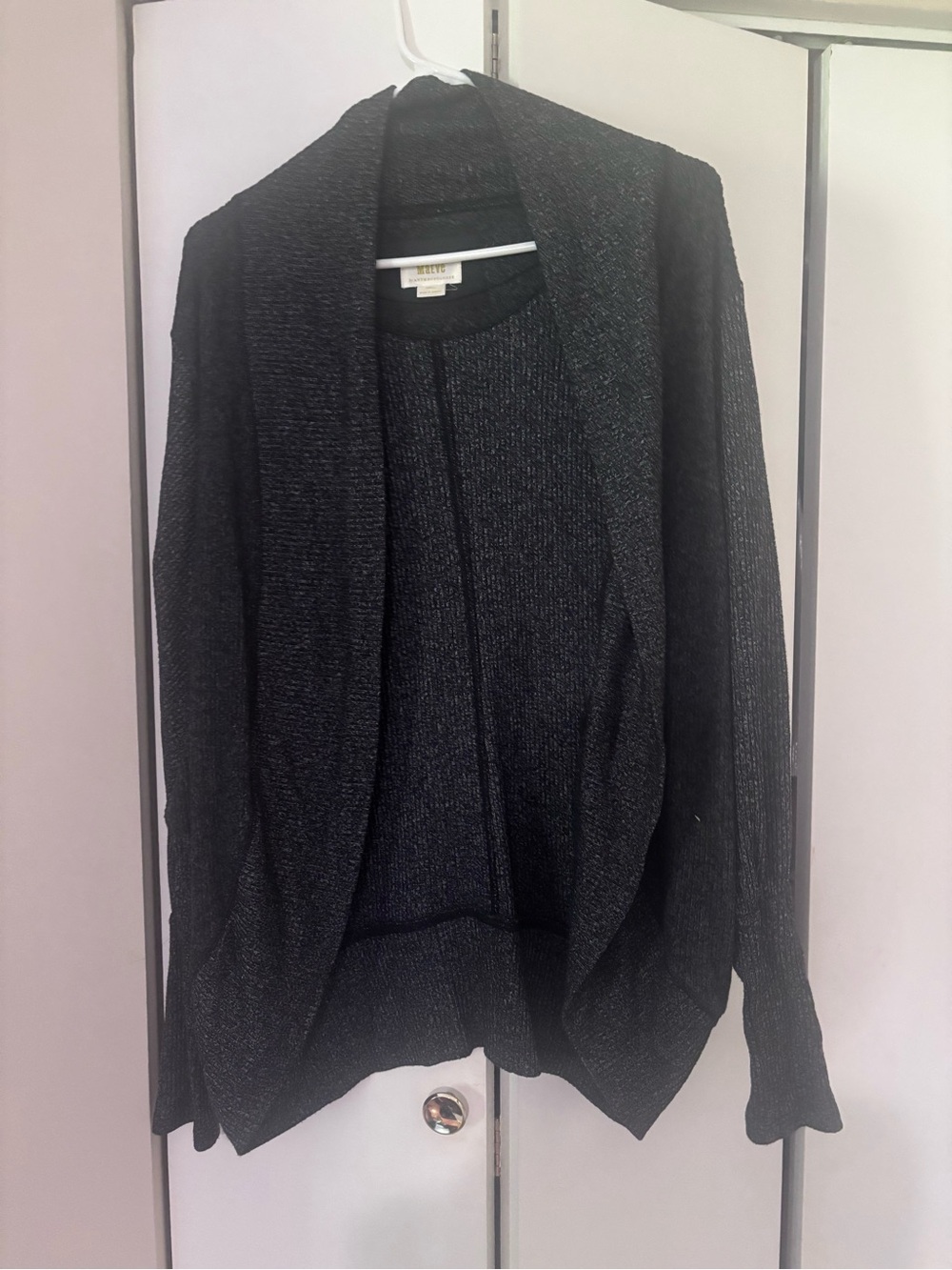 Maeve Dark Grey Open-Front Draped Women's Sweater